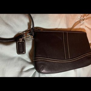 Coach black leather wristlet